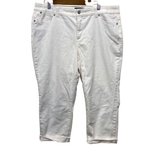 Talbots Simply Flattering 5-Pocket Curvy Womens 16 White Crop Jeans BD5171